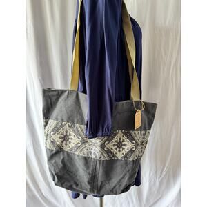 Handmade Gray Paisley Tote Bag